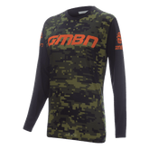 GMBN Women's Descent Jersey Long Sleeve - Camo Green & Orange